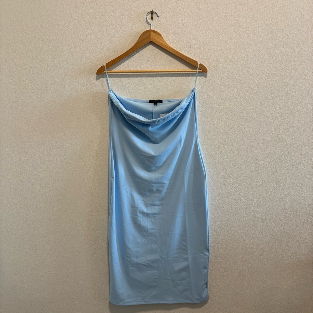 NWT Ambiance Sky Blue strapless contour bandeau Dress mini